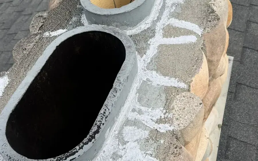 Top of a chimney showing the flue liner openings